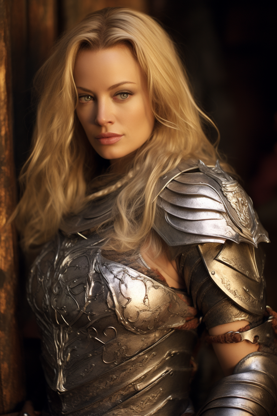 Jeri Ryan in Lord of the Rings fantasy warrior armor