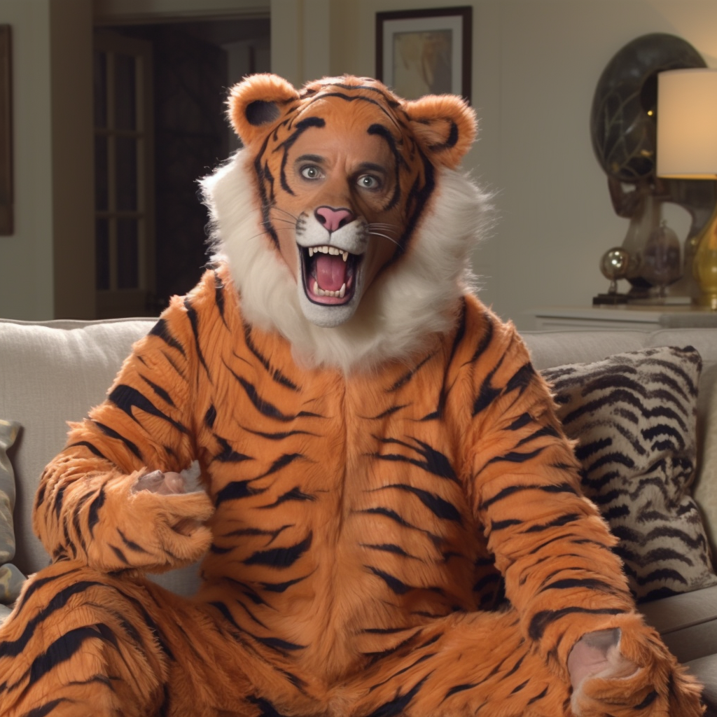 Jerry Seinfeld dressed as a tiger