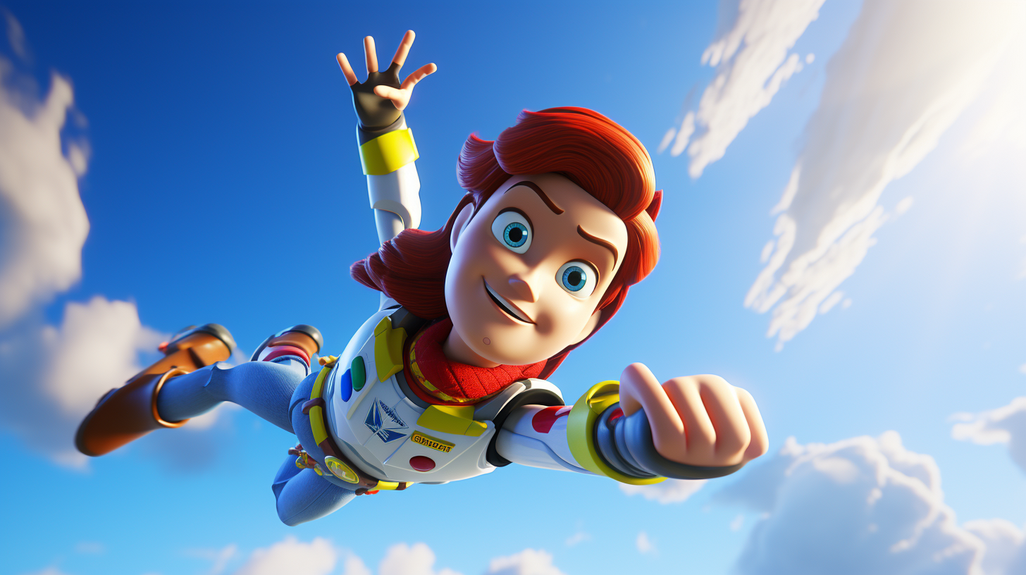 Jessie Toy Story Flying Fortnite Blue Sky Clouds