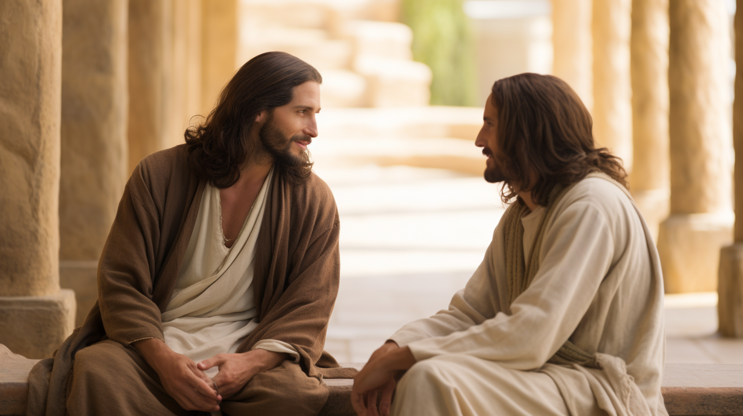 Realistic picture of Jesus talking to an apostle