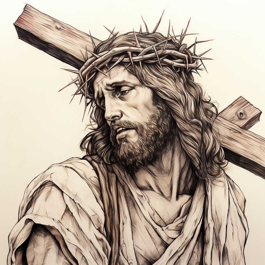 Jesus carrying cross artwork