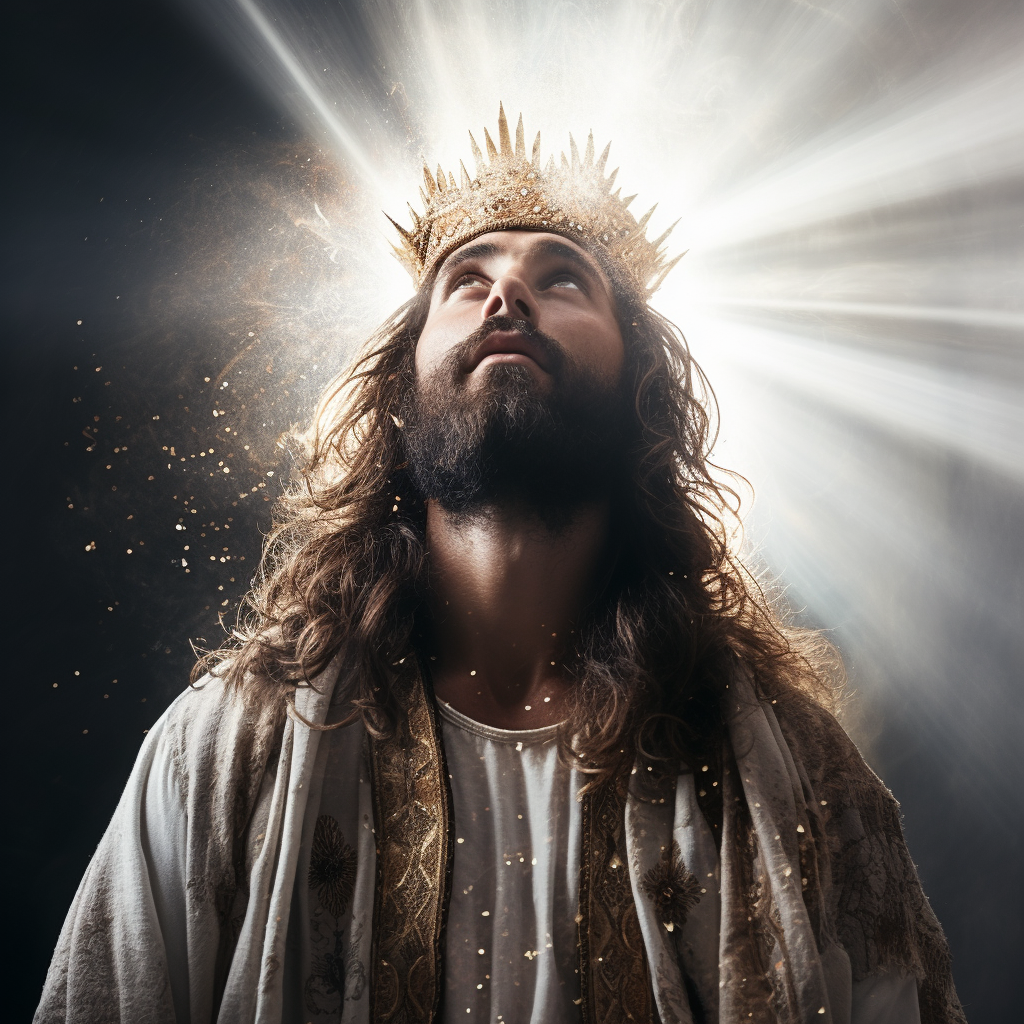 Jesus Christ with Crown of Thorns on White Background