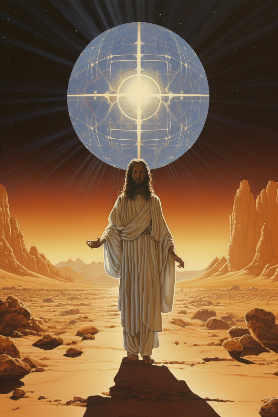 Dark Fantasy Poster featuring Jesus Christ and Mechanical Orb