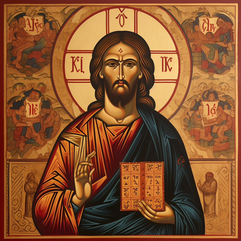 Midjourney AI prompt - Jesus Christ with K18 icon