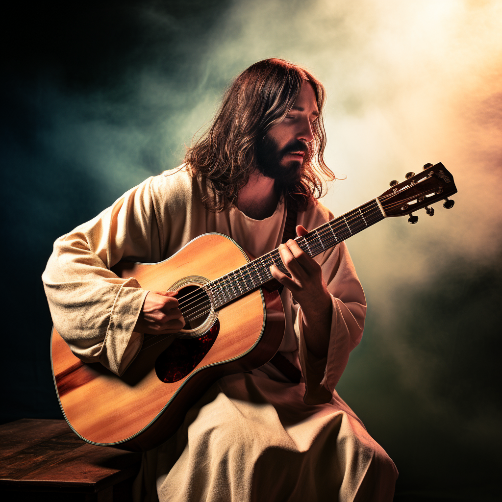 Jesus Christ playing guitar in Pink Floyd show