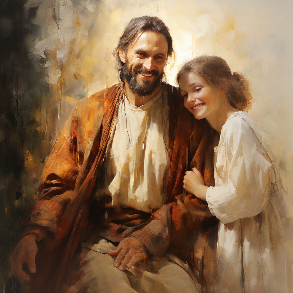 Jesus Christ Smiling with Two Women