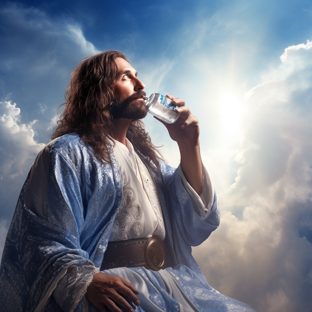 Jesus drinking Bud Light beer