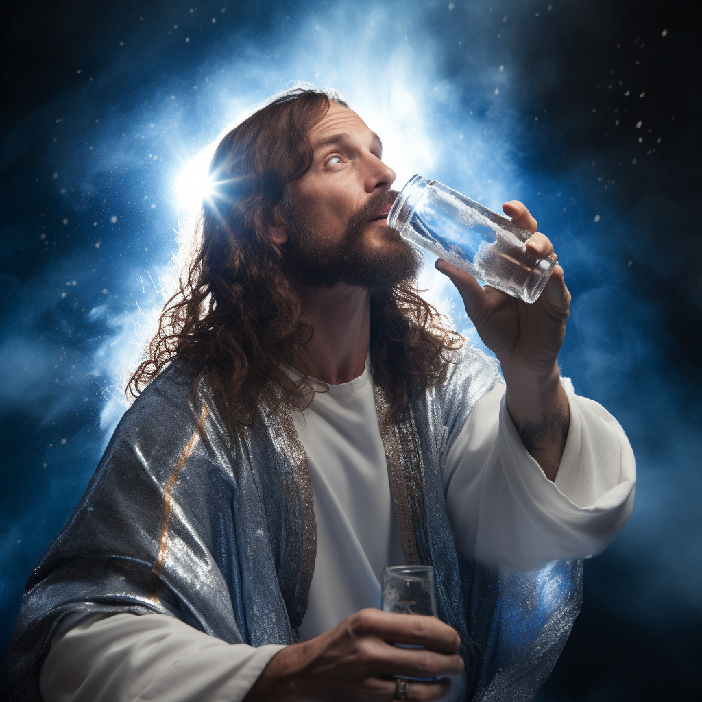 Jesus enjoying a Bud Light beer