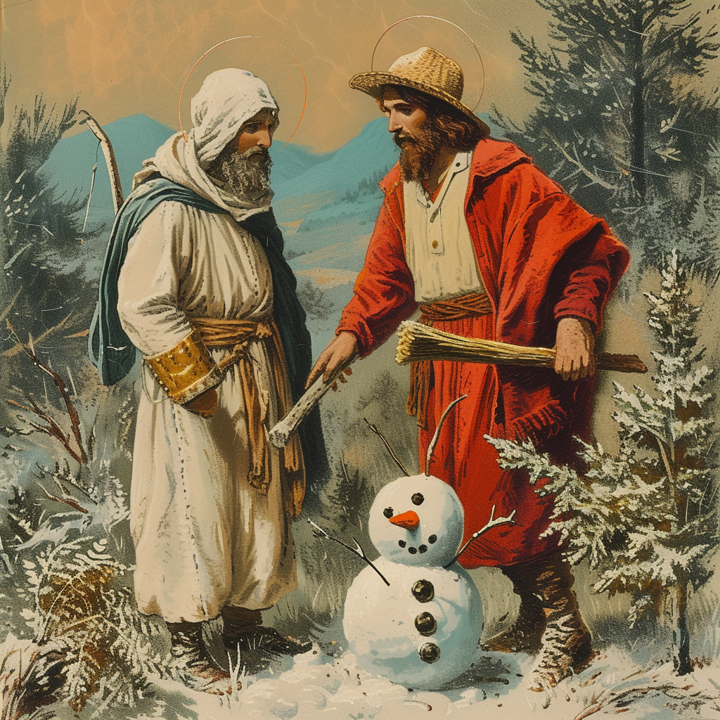 Jesus Farmer Saul Snowman Kitschy Saint