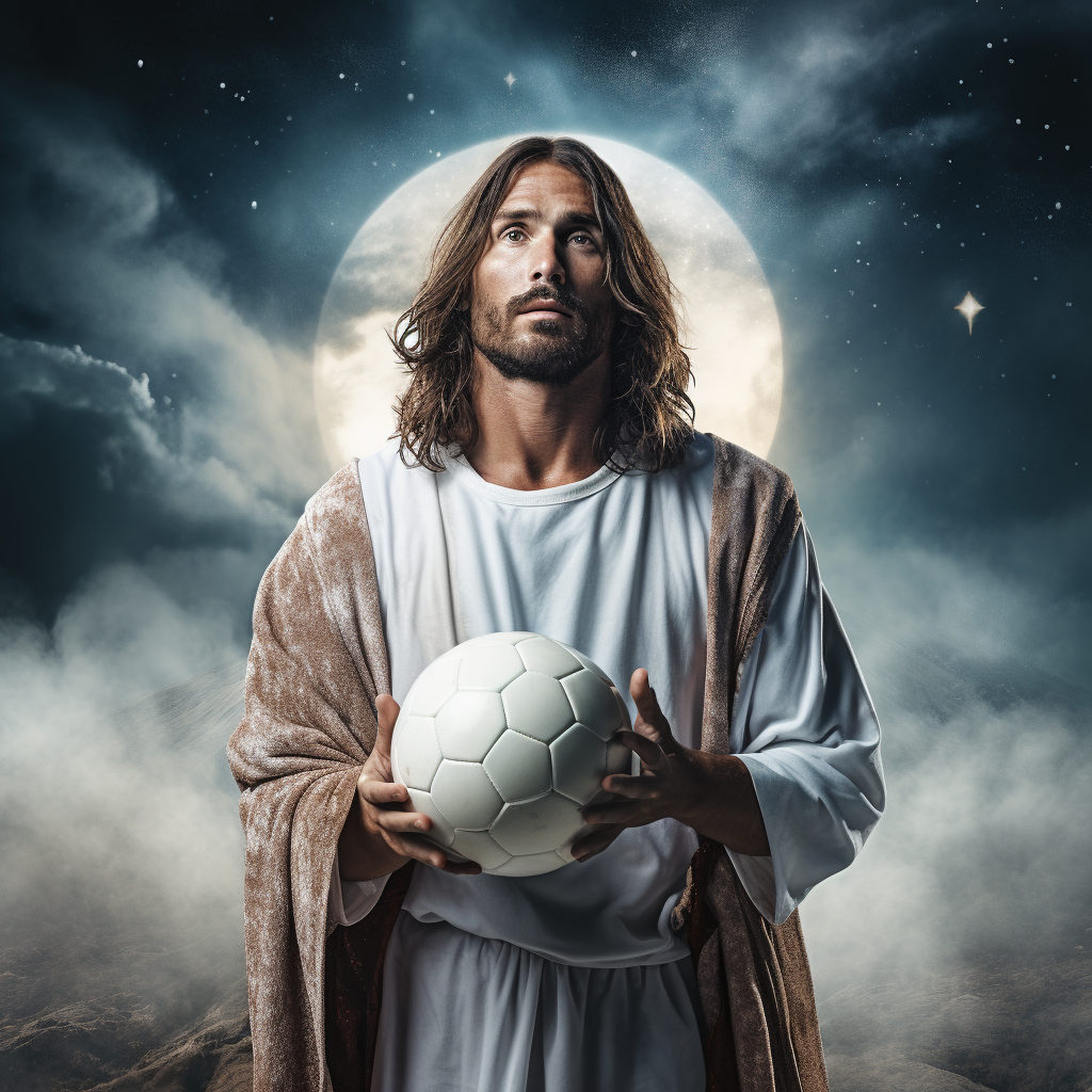 Jesus in soccer jersey from Heavens team