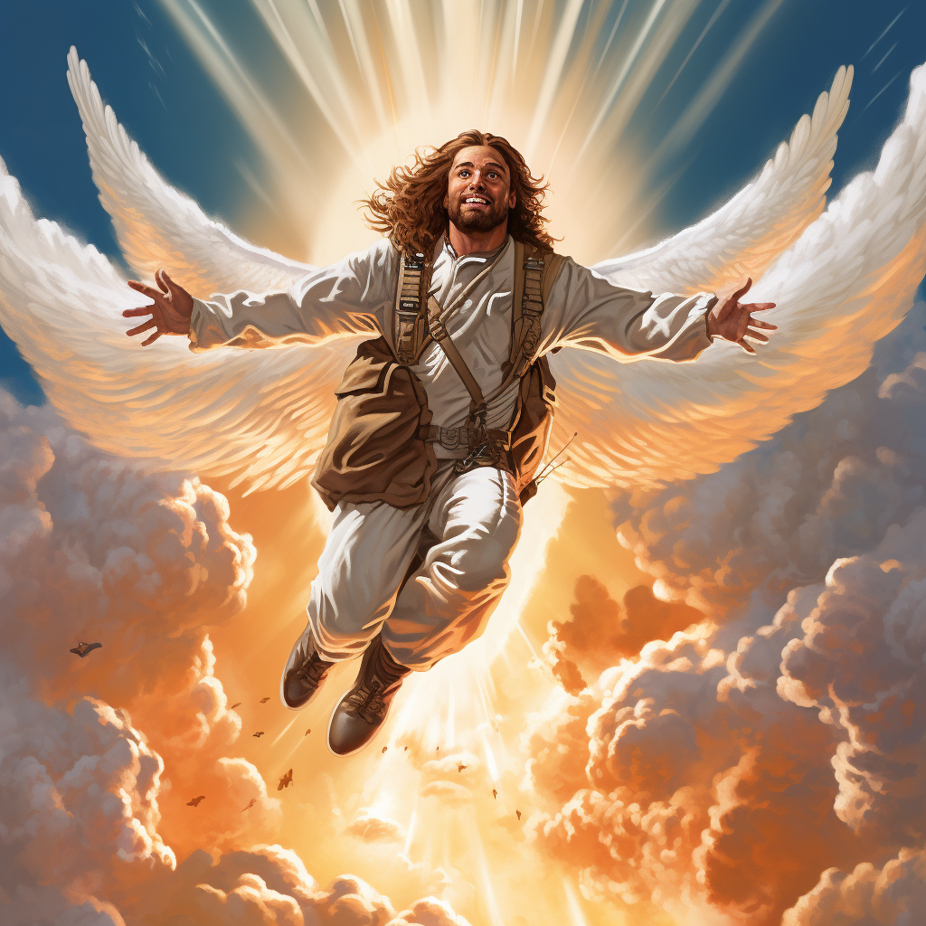 Jesus Parachuting Boris Vallejo Style