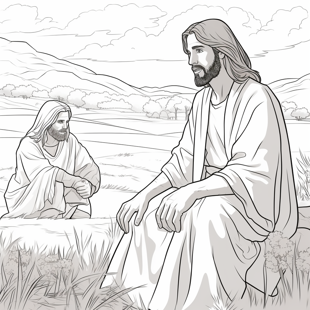 Jesus talking to Spirit of Light in a Field