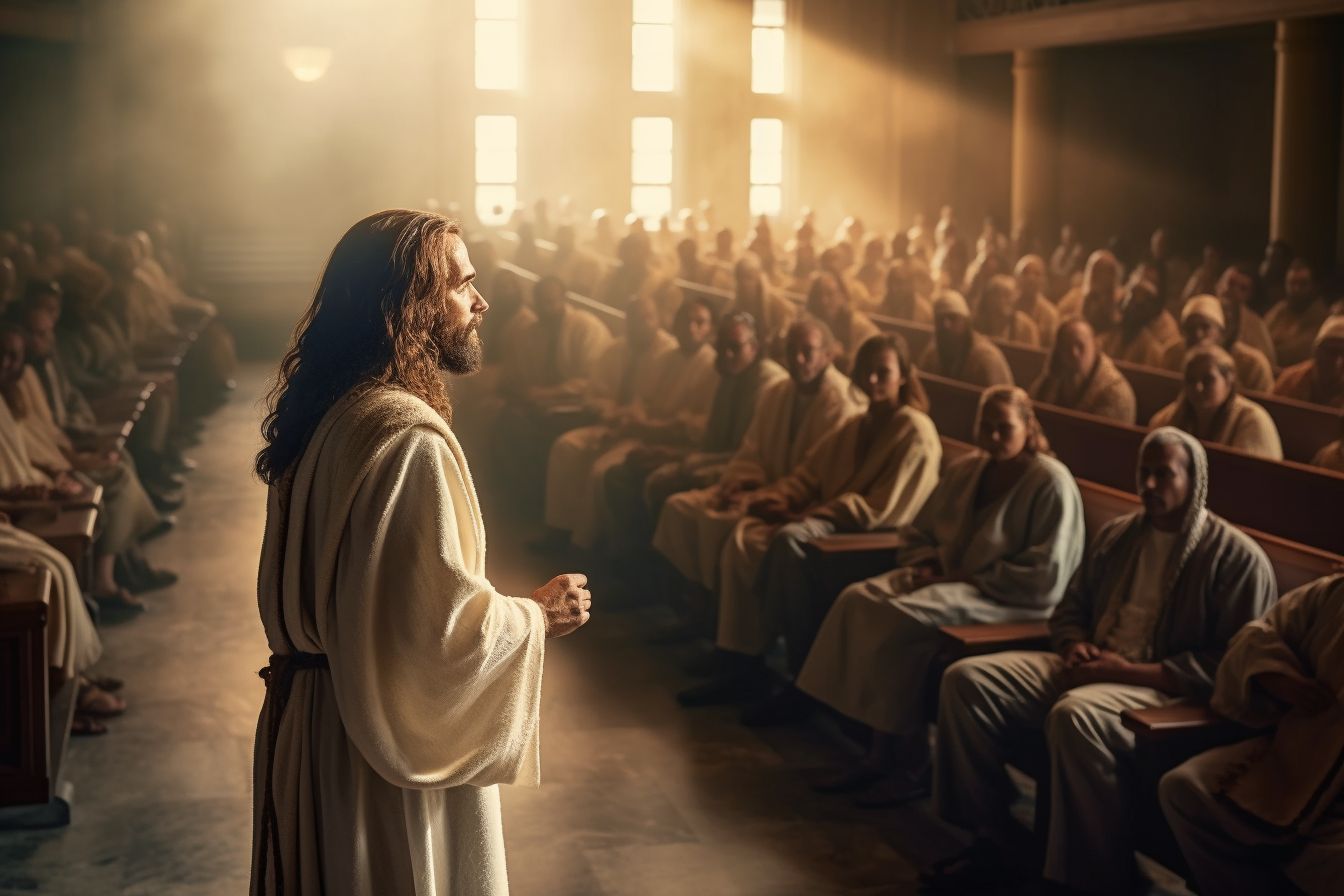 Jesus teaching and preaching in modern day church