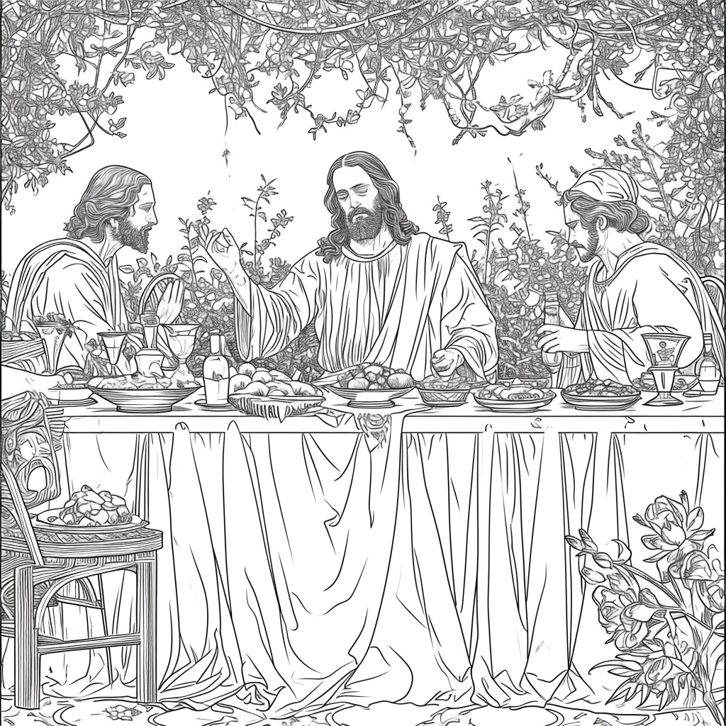 Coloring page of Jesus at the wedding feast