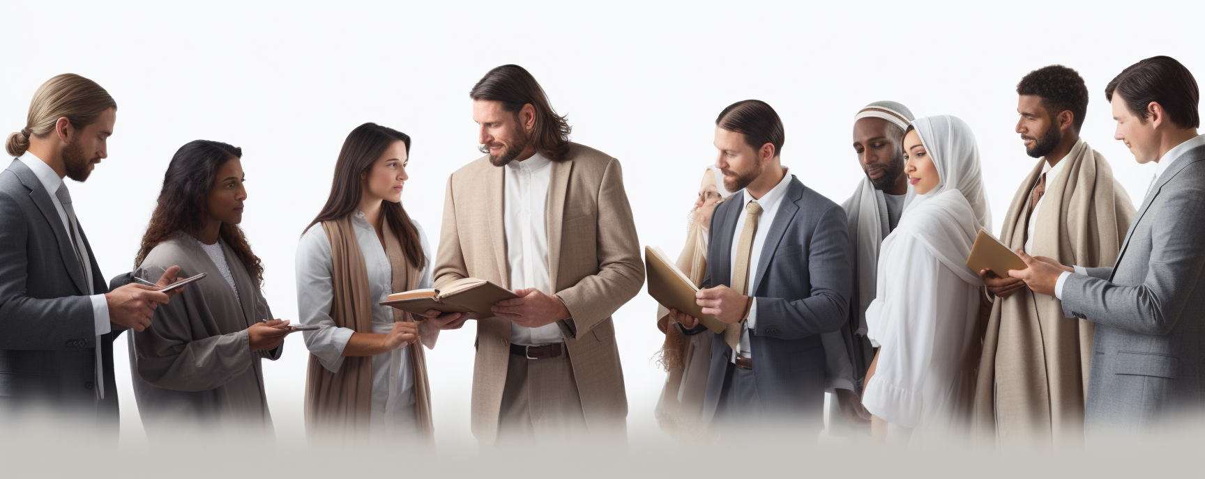 Diverse group receives bible from Jesus