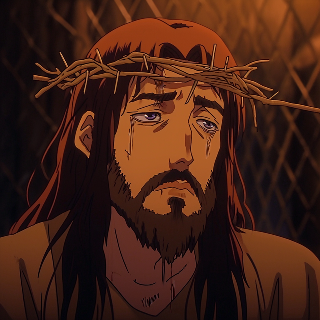 Screengrab of Jesus Christ in Dark Fantasy Anime Movie