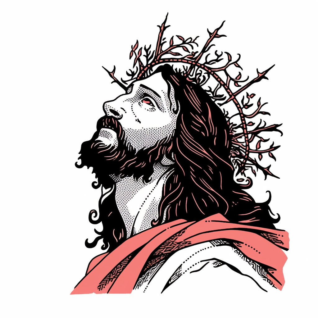 Traditional Jesus Crown of Thorns Tattoo