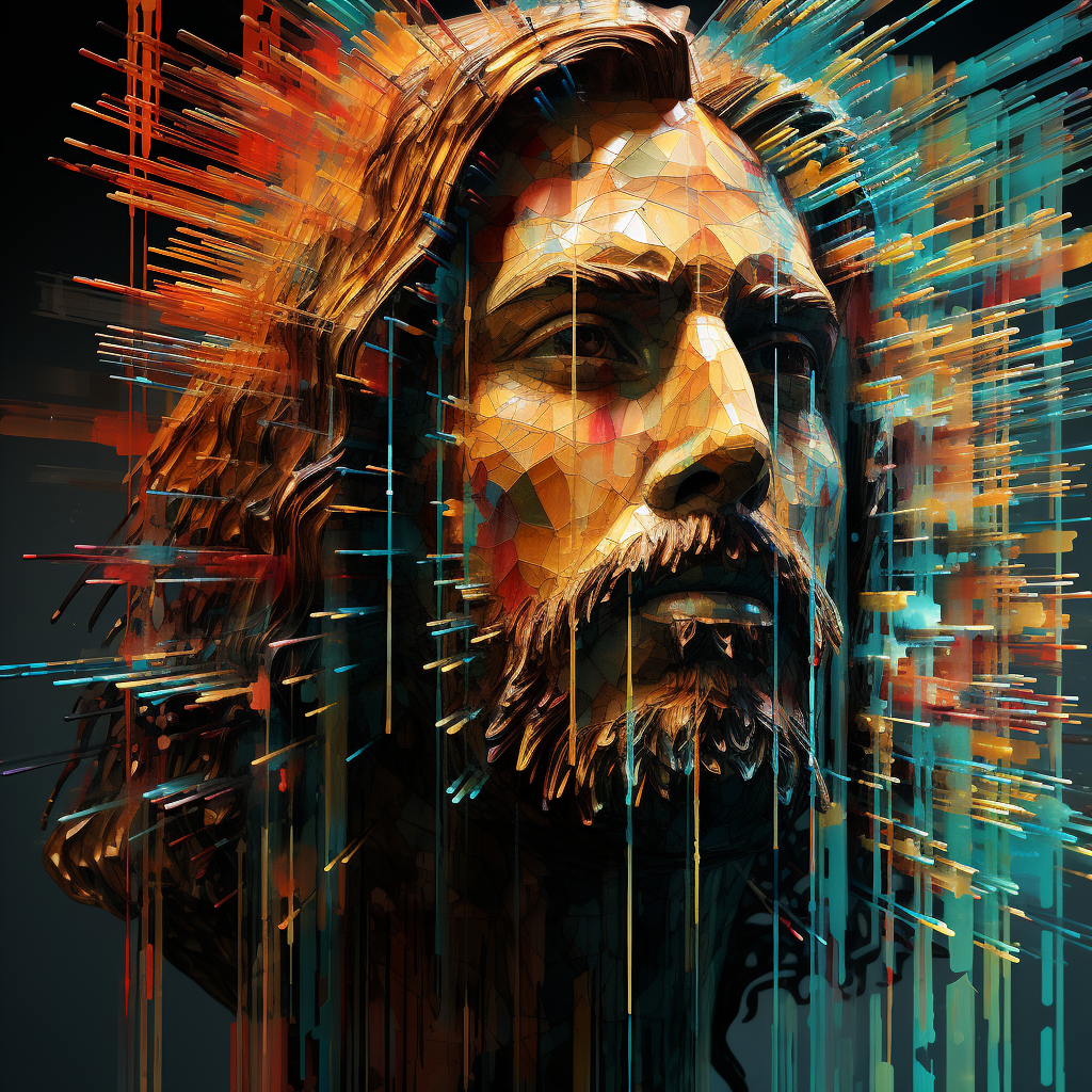 Glitch art of Jesus face