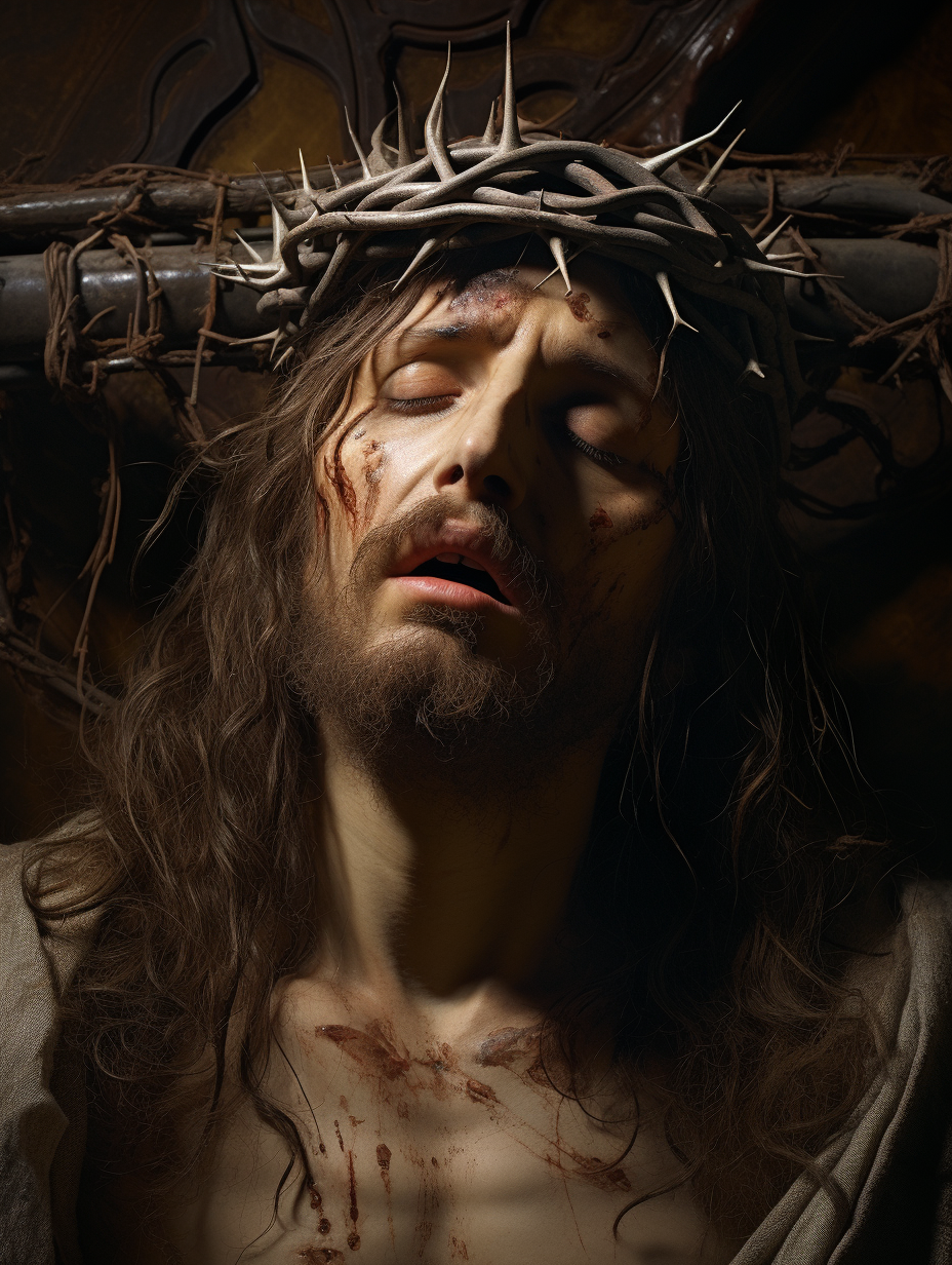 Jesus with Crown of Thorns on Cross