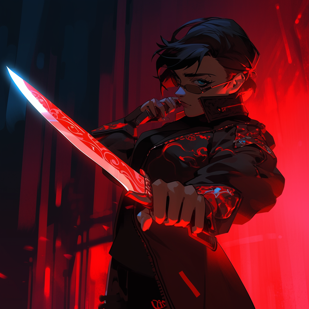 Jett from Valorant wielding knives in cinematic angle