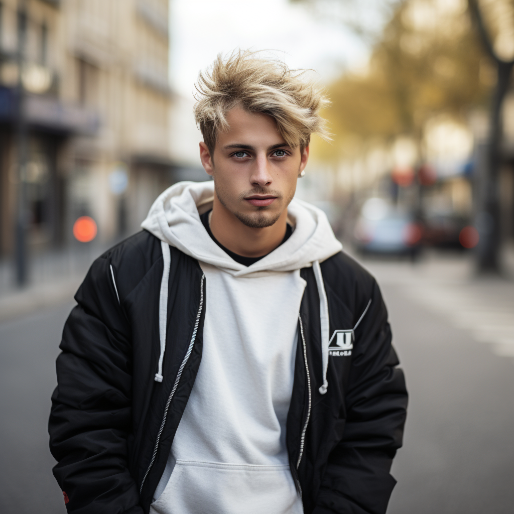 Smiling young man in the city