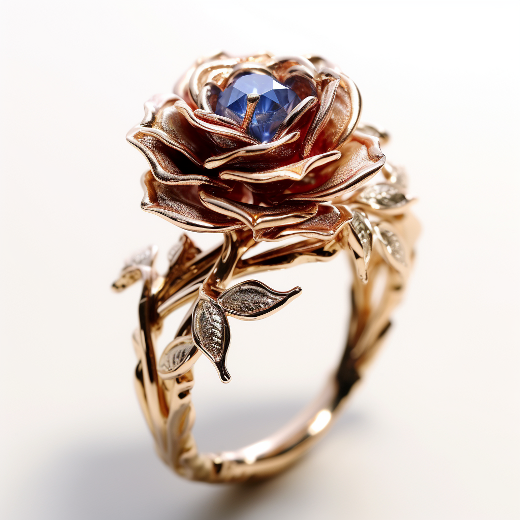 Elegant rose ring with jewelry details