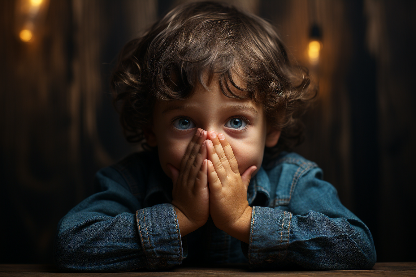 Young Jewish boy covering his eyes