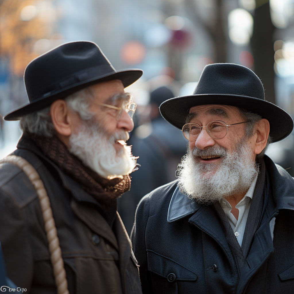 Jewish Men Happy Looking at Each Other