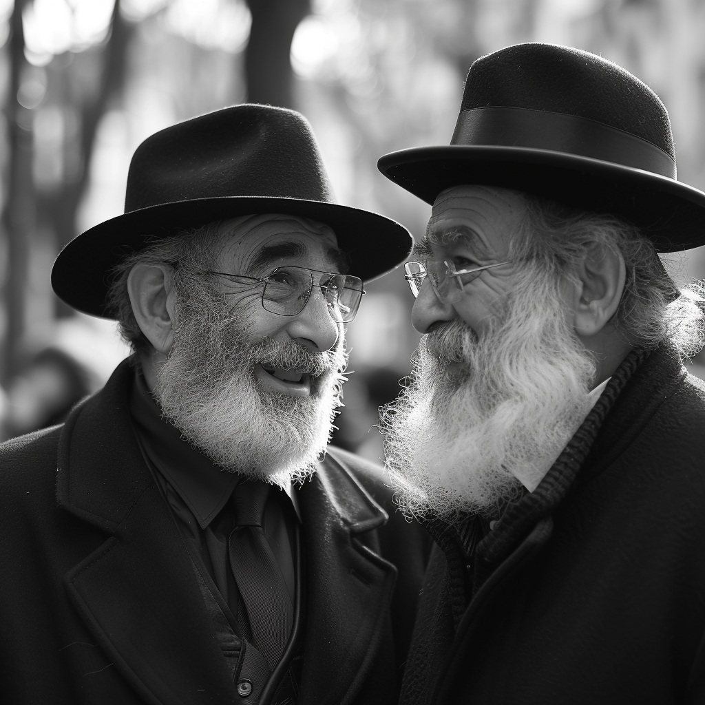 Smiling Jewish Men Wearing Kippah