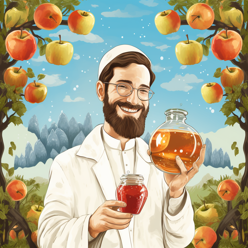 Medical Physician holding an apple and honey for New Year