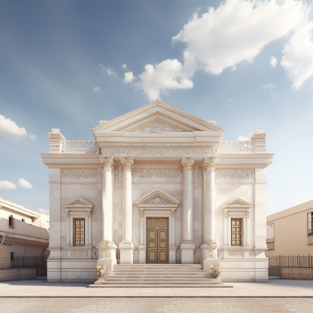 Jewish synagogue in daylight with clean sky