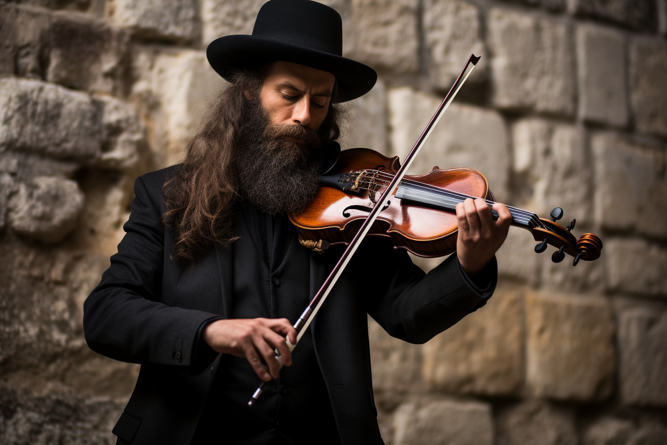 Jewish violinist performing in Old Jerusalem