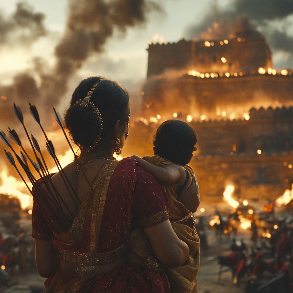 Lakshmi Bai defending Jhansi Fort