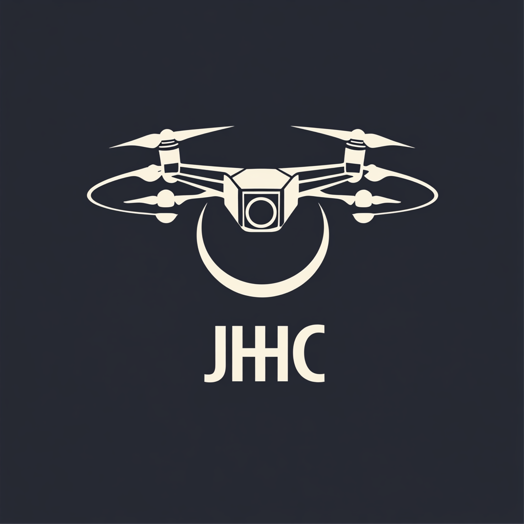 Realistic JHC logo with drones