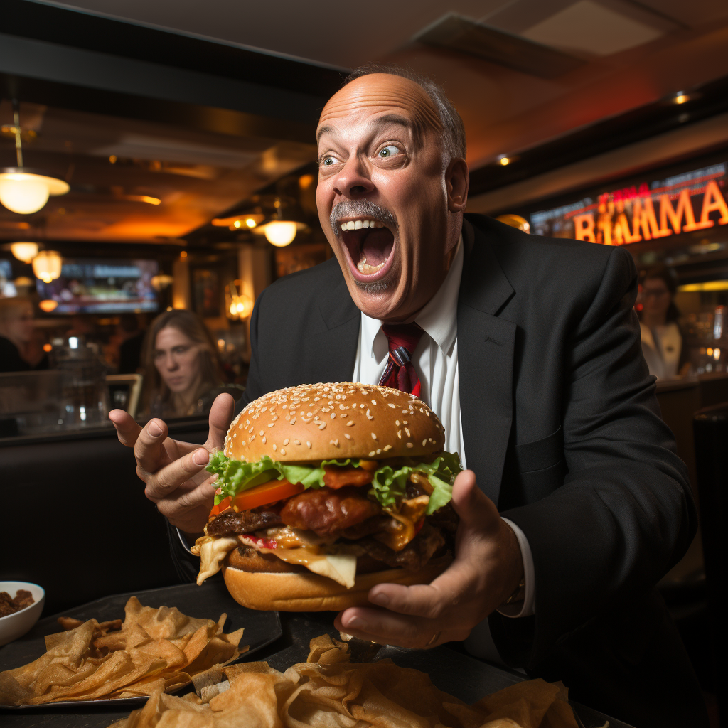 Jim Cramer enjoying a delicious hamburger