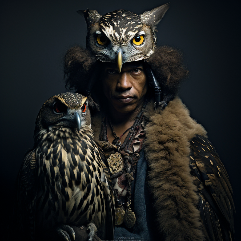 Jimi Hendrix with Bandana and Owl