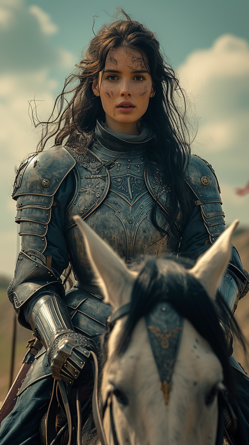 Joan of Arc in Full Armor on Horse