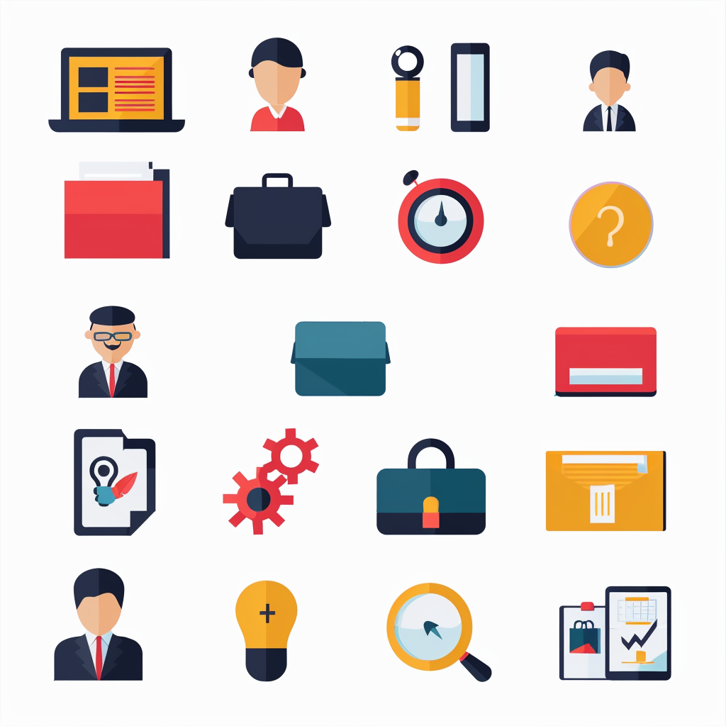 Job Presentation Icons White Background