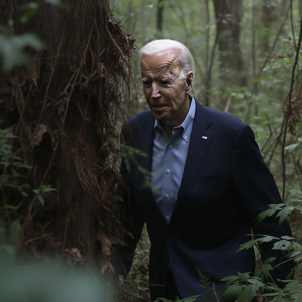 Joe Biden confused in the woods