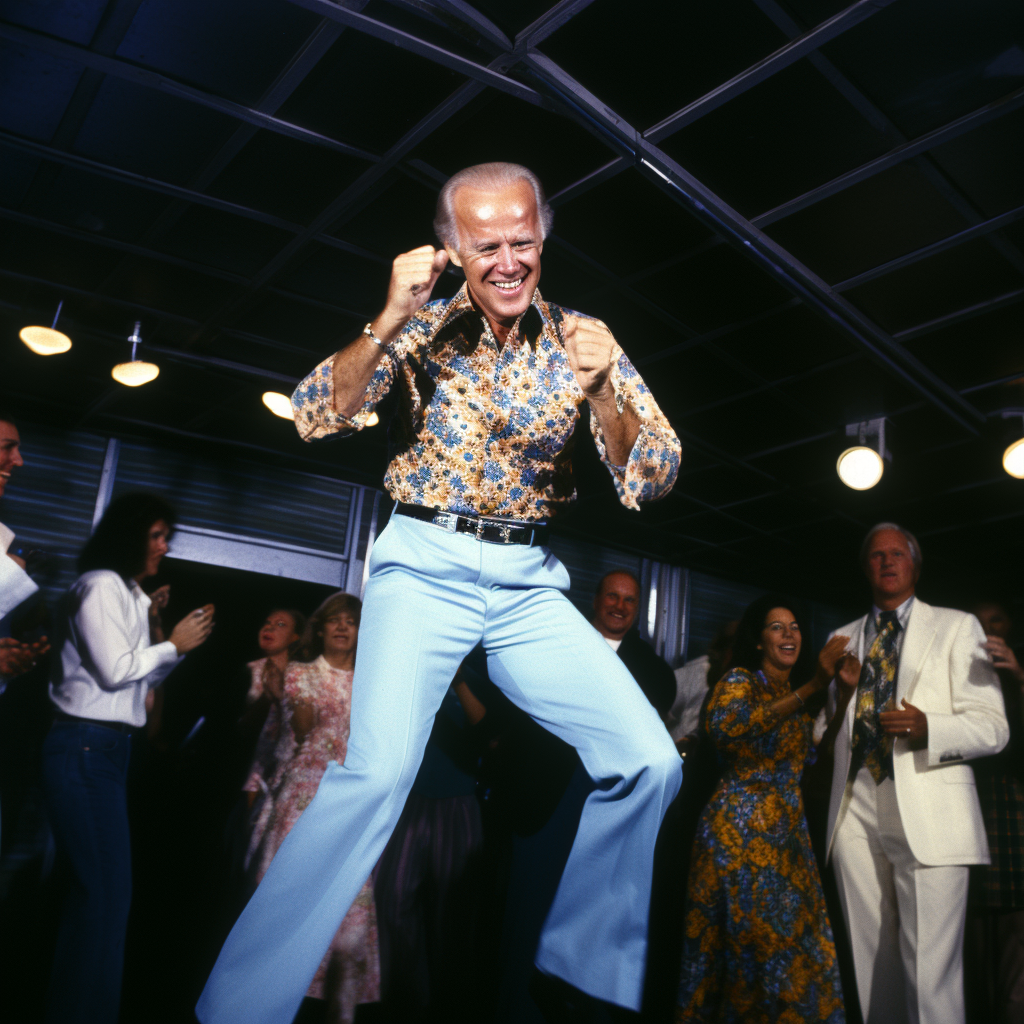 Joe Biden dancing in disco outfit