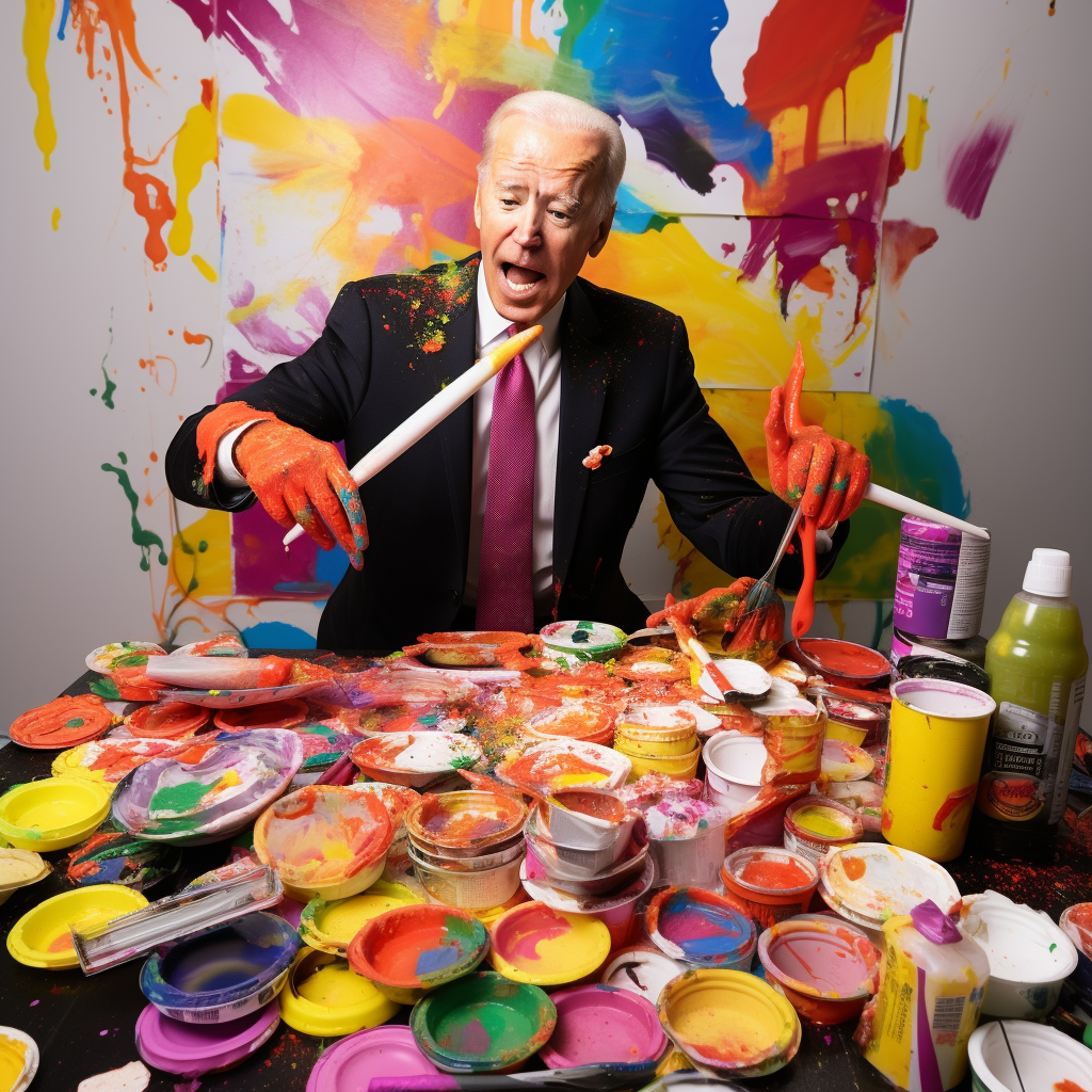 Joe Biden enjoying colorful crayons