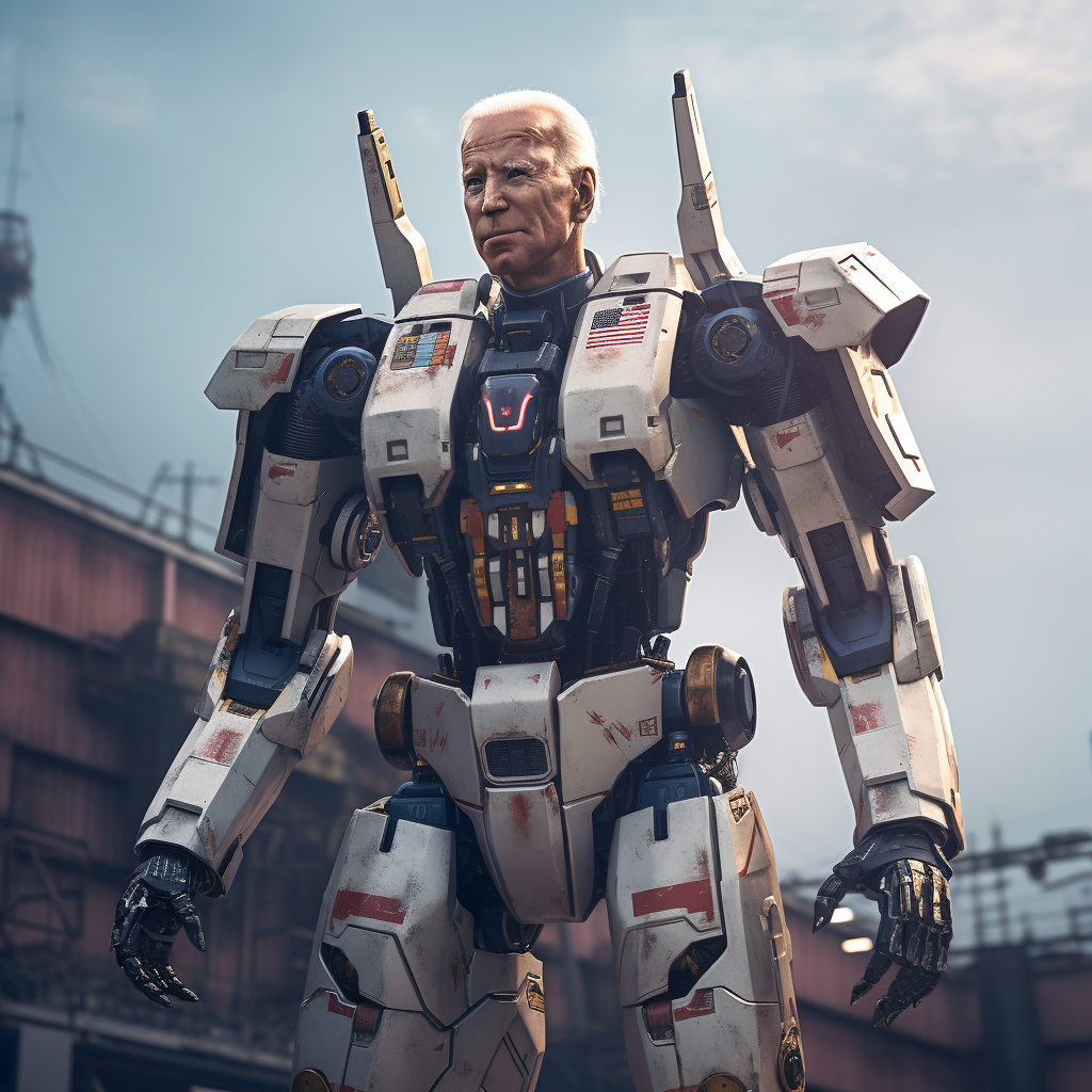 Joe Biden as Gundam Robot