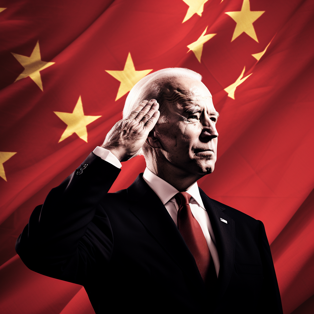 Joe Biden saluting Chinese Flag