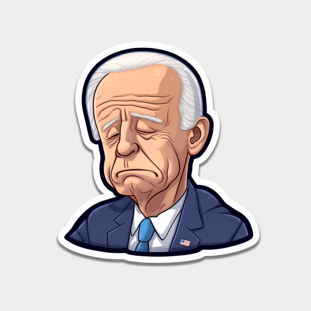 Cartoon sticker of Joe Biden sleeping during a speech