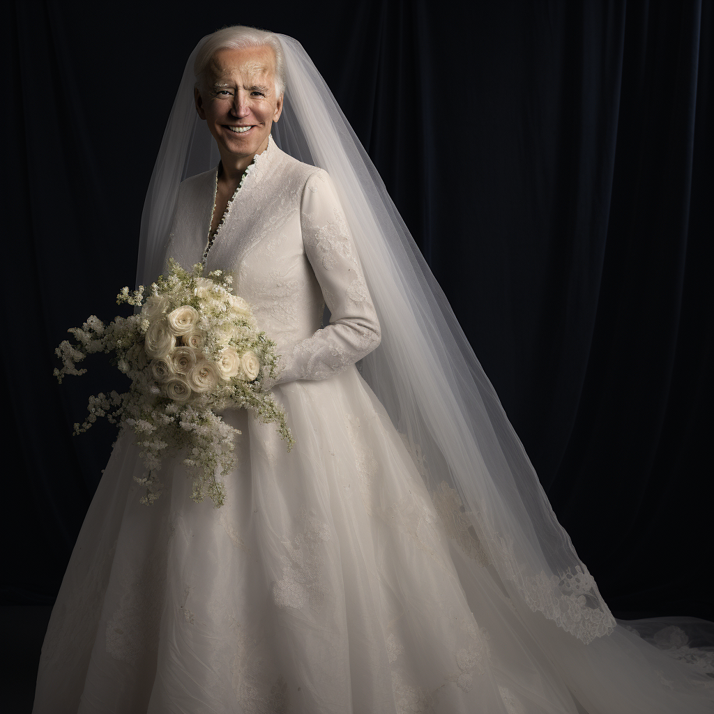 Joe Biden wearing a wedding gown