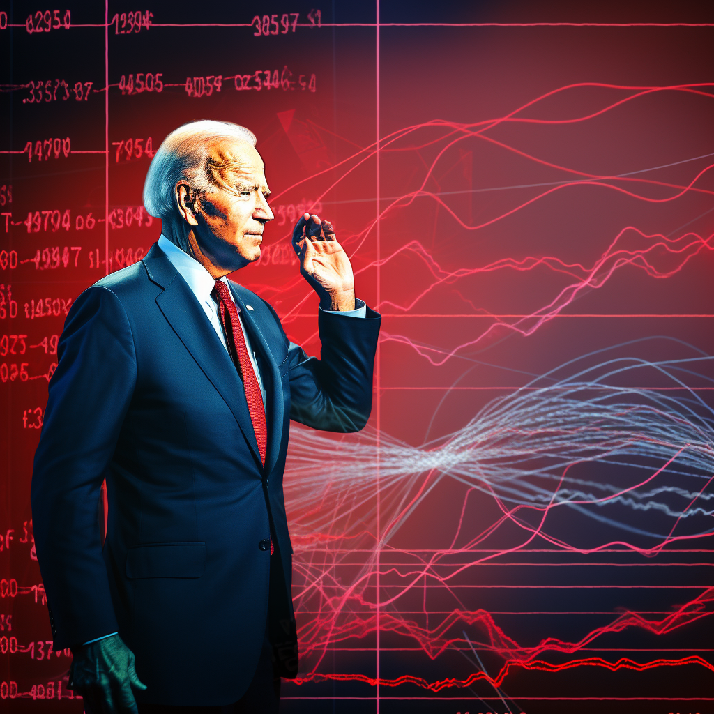 Joe Biden presenting charts on inflation