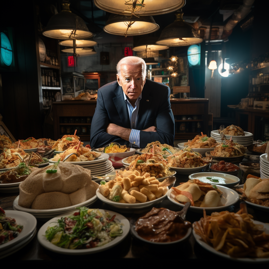 Joe Biden enjoying a diverse food spread  ?️