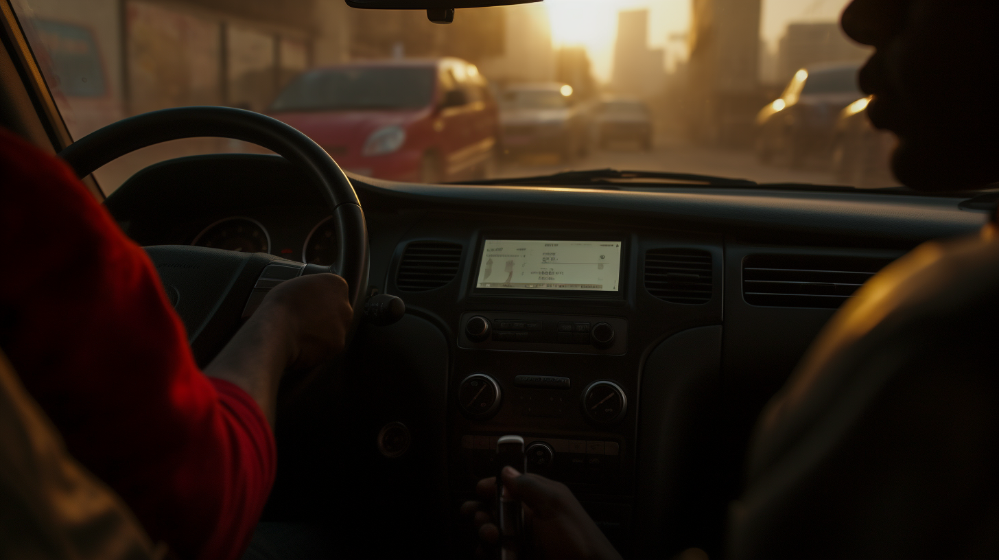 Passenger's View Inside Johannesburg Taxi