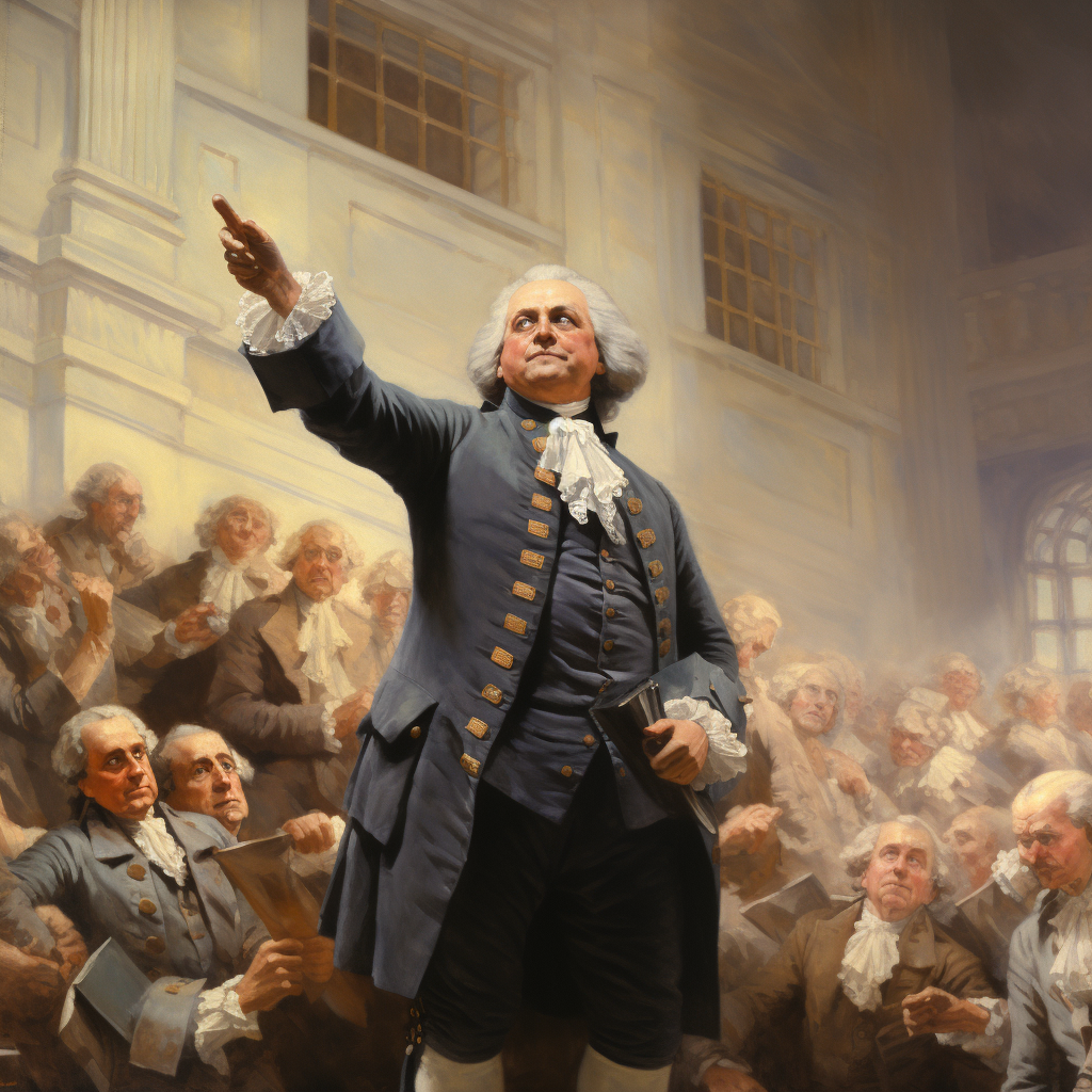 John Adams addressing Congress passionately