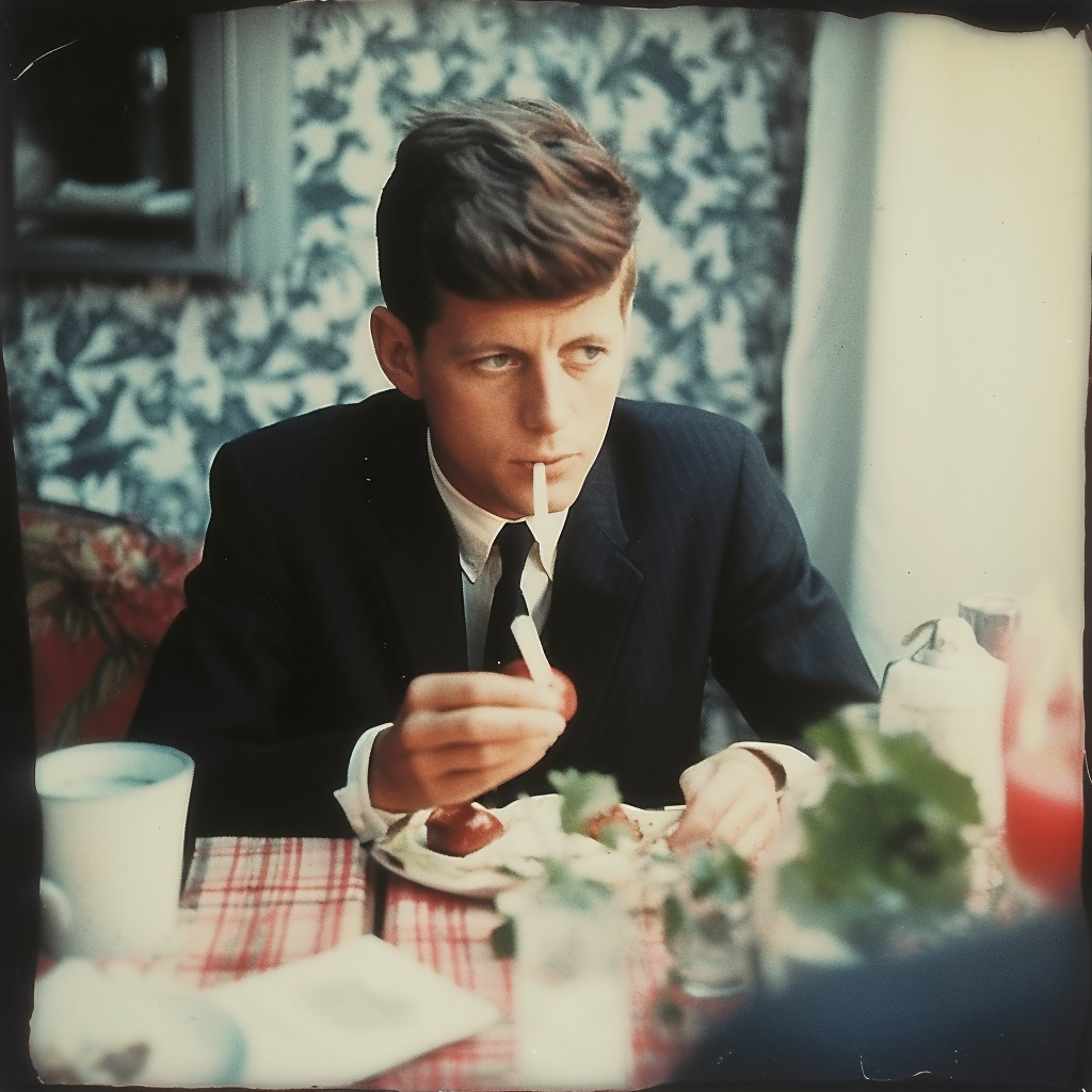 John Kennedy enjoying a strawberry